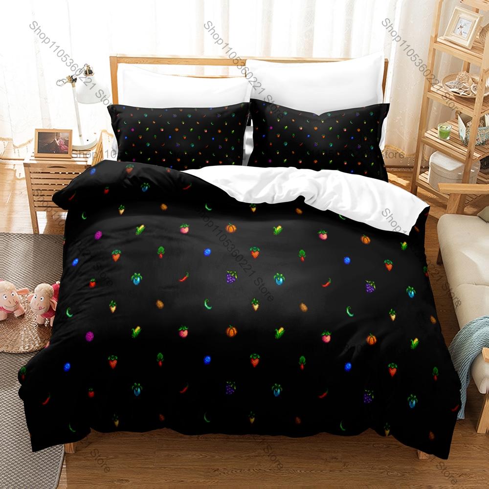 Stardew Valley 3PCS Bedding Set, Duvet Cover + 2 Pillowcases, Farm Game Print Soft Microfiber for Gaming Fans