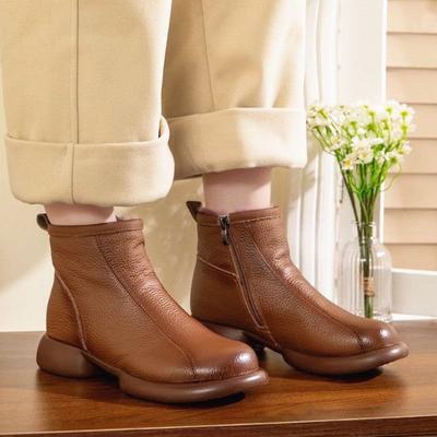 Ботинки из хлопка для мам, женские зимние новые бархатные утолщенные короткие сапоги из овечьей шерсти, нескользящие, для пожилых людей, теплые зимние сапоги