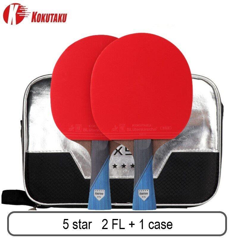 KOKUTAKU ITTF Approved Professional 4/5/6 Star Ping Pong Racket Carbon Table Tennis Racket Bat Paddle Set Pimples In Rubber with Bag