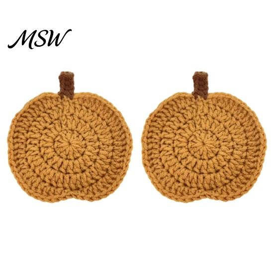 Festive Dining Table Decor Handmade Crochet Pumpkin Coasters, Soft Polyester Coffee Mats, Farmhouse Settings Autumn Themed Accessories for Kitchen