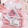 Multi-layer Transparent Pen Bag Large Capacity Stationery Box Transparent Pencil case  Students