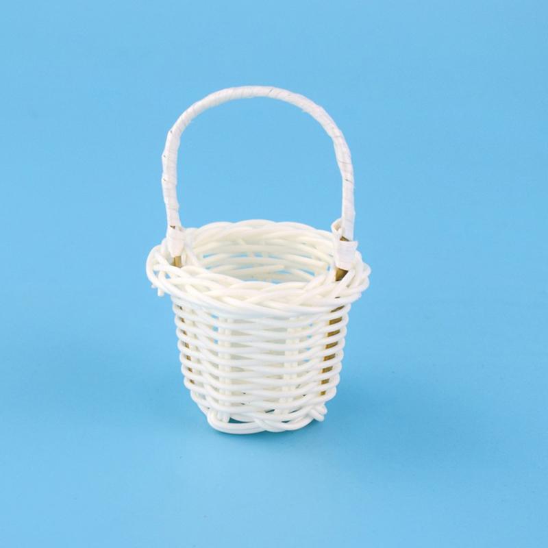 1Pcs Dollhouse Miniature Woven Flower Basket Hand Basket Storage Basket Kids Pretend Play Toy Doll House Accessories