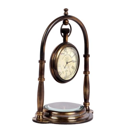 Decorative Table Clock with Antler Design, Desk Clock with Stand, Elegant Home and Office Decor Clock with Compass