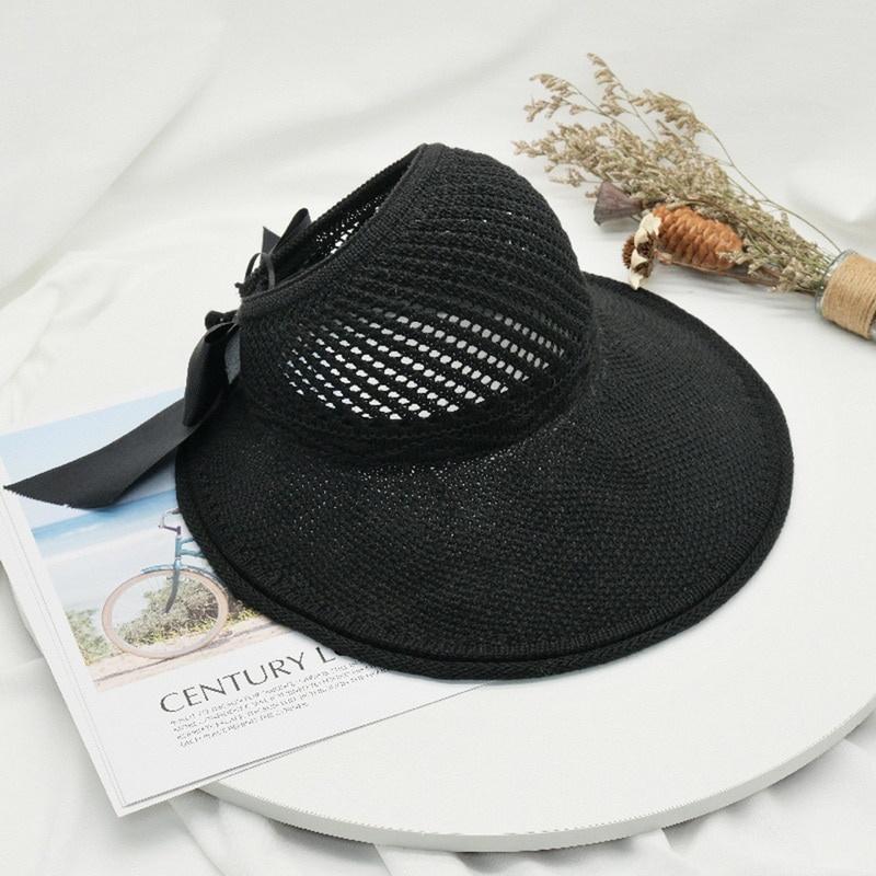 1pcs Women Summer Sun Hats Big Brim Bowknot Foldable Fashion Straw Hat Casual Outdoor Beach Cap UV Protected Hat