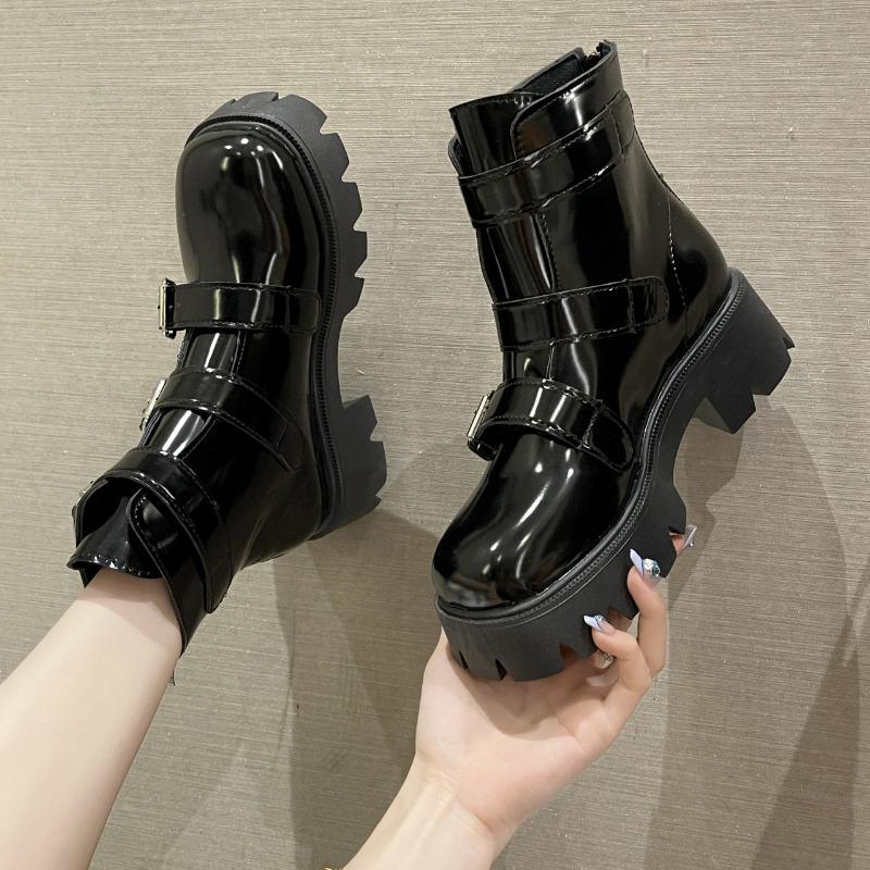 2024 Spring and Autumn Women's New Thick Sole Short Boots Motorcycle Boots Show Long Legs and Casual Style