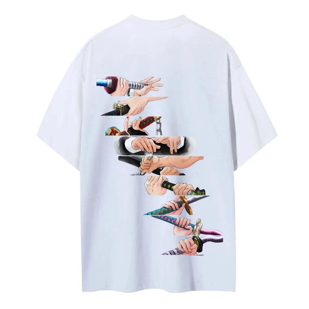 Hot Sale Anime Peripherals Demon Slayer Manga Graphic Print Short-sleeved Men Women Cotton Comfortable Soft  Loose Casual Oversized Top Summer New Tee
