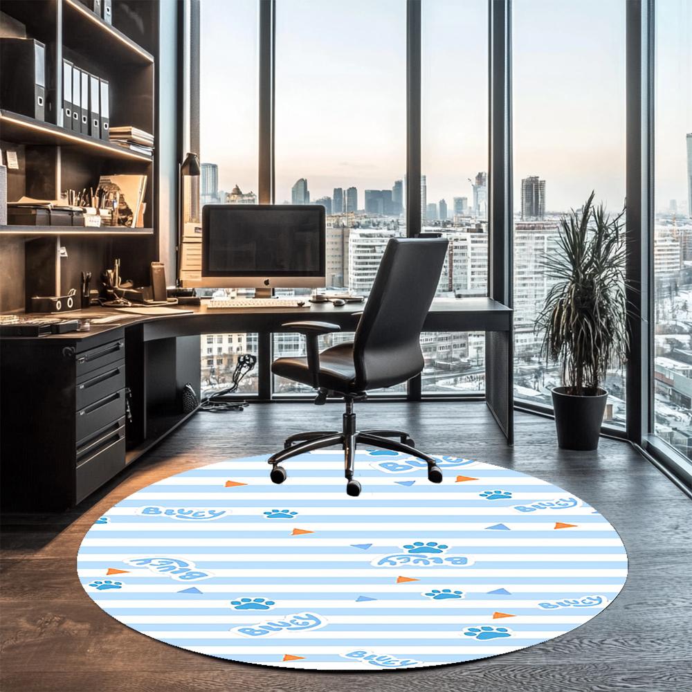 Bluey Printed Round Rug Carpet Chair Rug Area Rug Entryway Doormats,for Office Chair Living Room Bedroom Kitchen Room.