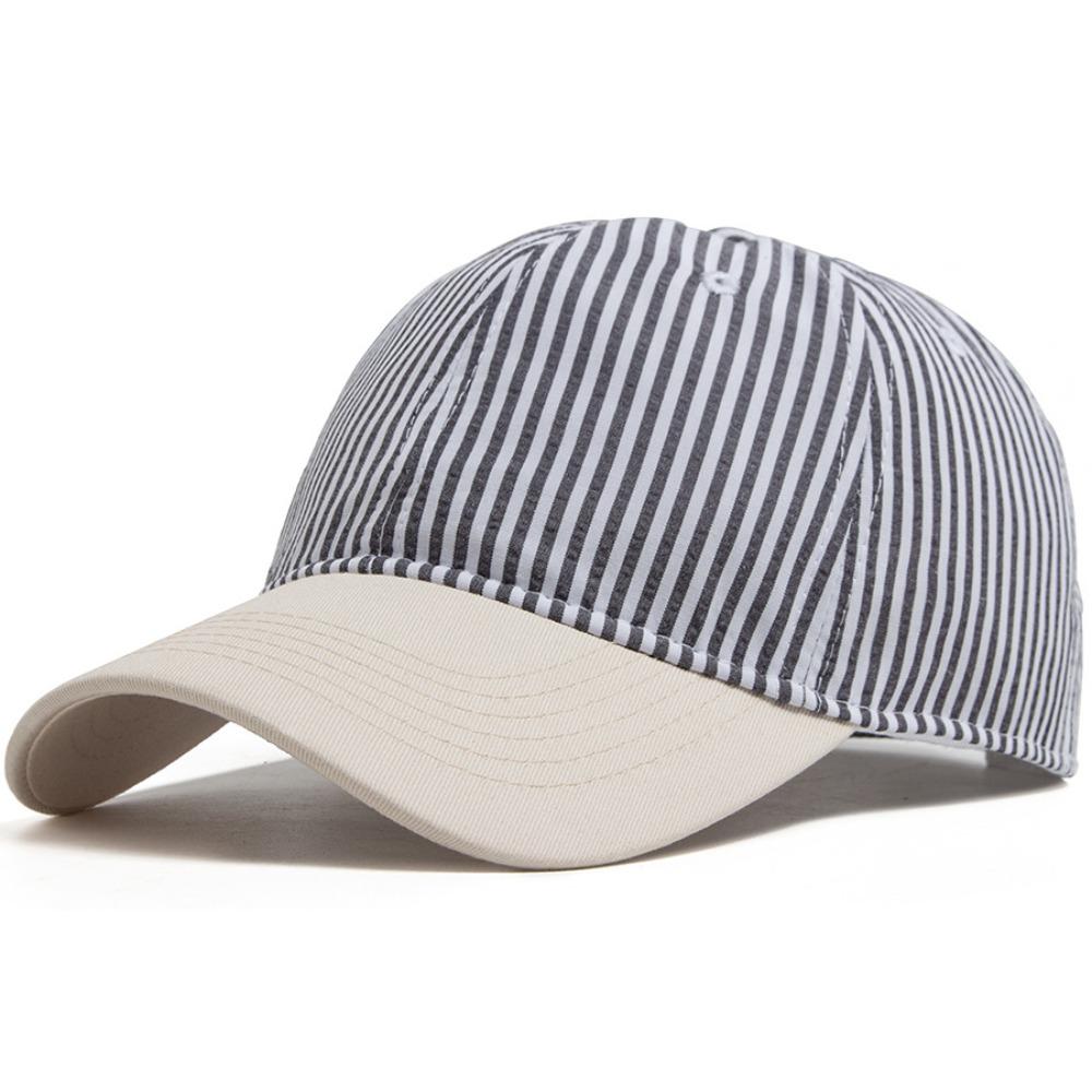 Soft Top Striped Design Baseball Cap Adjustable Sun Protection Casual Hat Breathable Lightweight Peaked Caps For Women Men