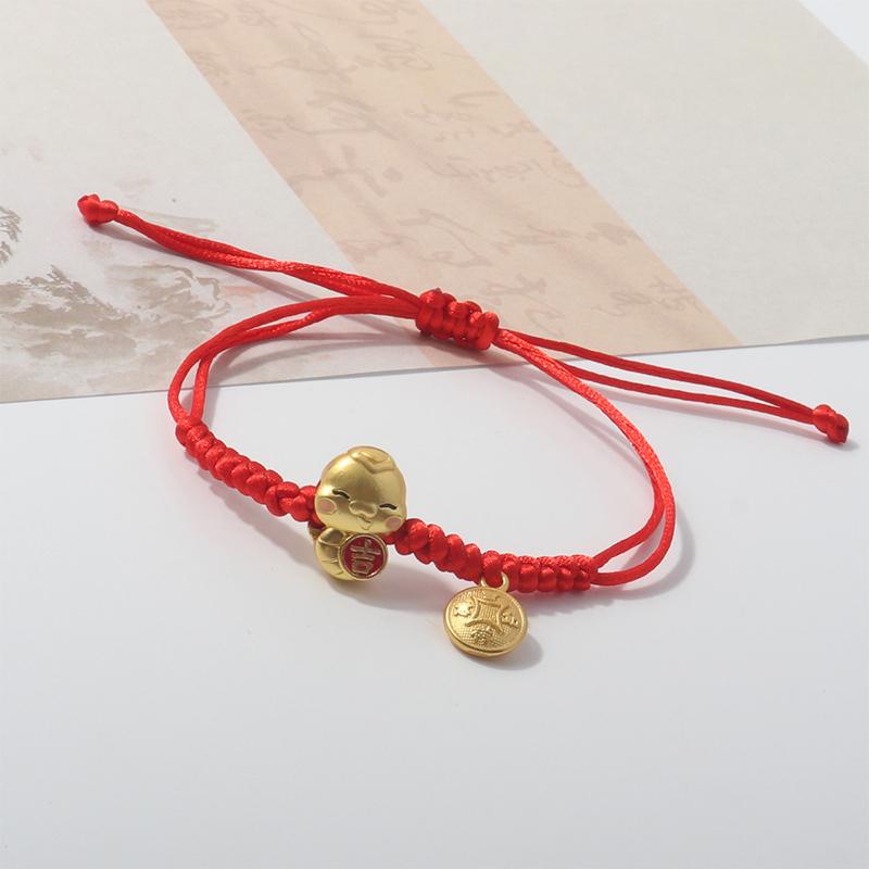 Браслет из красной веревки на удачу в год змеи для женщин в китайском стиле, плетеный браслет со знаком зодиака змея, ювелирные изделия, аксессуары, рождественские подарки