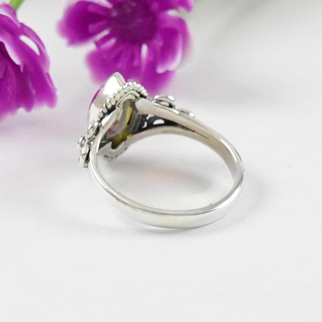 Angel Aura Quartz Ring, Dainty Ring, Handmade Ring, 925 Sterling Silver Ring, Marquise Quartz Ring, Birthday Gift