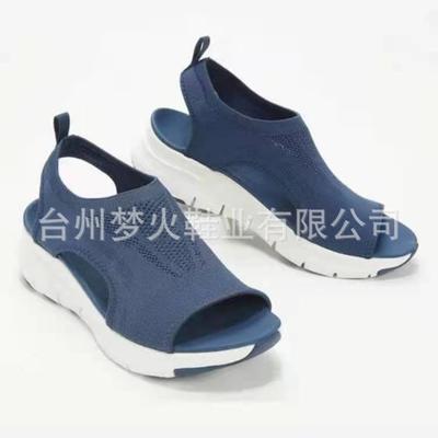 Женские сандалии осенне-летние сетчатые на толстой подошве с закрытым носком и открытым носком, вязаные, повседневные спортивные