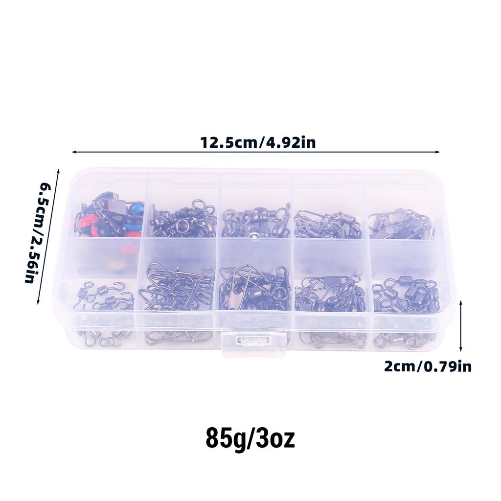 Набор рыболовных вертлюжков 115 шт. Высокопрочный соединитель для лески с вертлюжками с подшипником, бочкообразными вертлюжками для окуня, форели