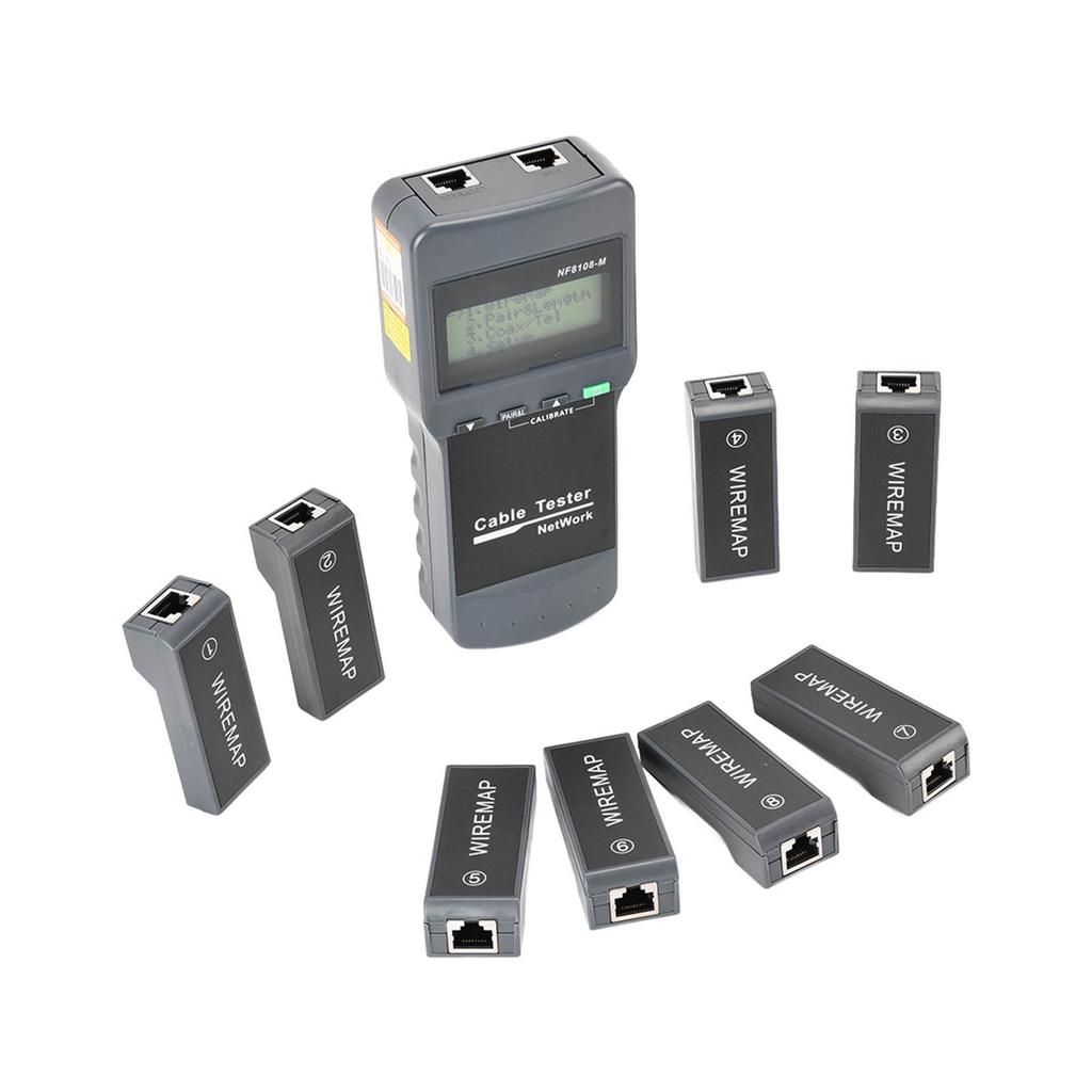 F‑8108‑M LCD Display Network Cable Length Tester Cable Wire Fault Finder with 8 Remote Units