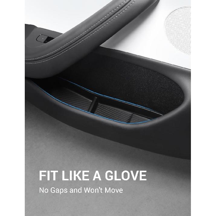 BASENOR 2026 2025 2024 Tesla Model 3 Door Side Storage Box, Door Pocket Liners, TPE Front & Rear Side Organizer Tray Protector Liner For Model 3