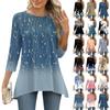 3/4 Sleeve Tunic Tops For Women Printed Daily Weekend Loose Fit Fashion Basic Round Neck T Shirt