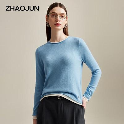 Женский джемпер Zhaojun из чистого кашемира с круглым вырезом