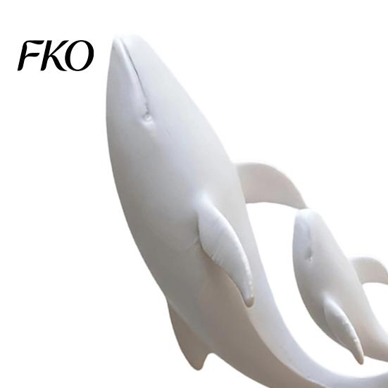 Whale Art for Nursery Decor 3D Printed Ornaments, Mother And Child Figurines, Matte Solid Color Figurine Modern Minimalist Double Sculpture
