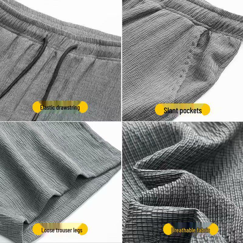 Мужской летний свободный спортивный костюм из ледяного шелка, большой размер, повседневный, с коротким рукавом + капри, комплект из двух предметов