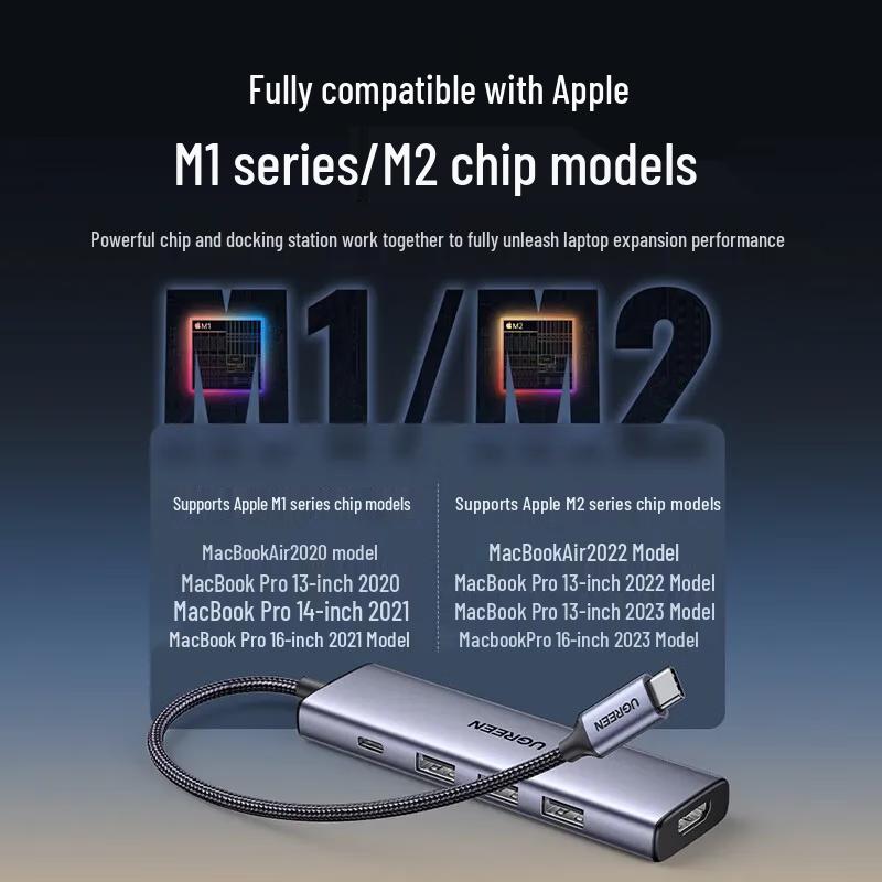 UGREEN Type-C to HDMI USB 3.0 PD Hub with 1.5M Extension Cable