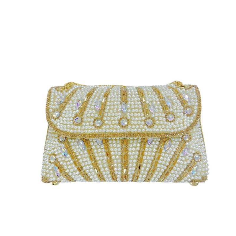 Сумка ручной работы с жемчугом подмышкой, маленькая квадратная банкетная сумка со стразами, ручная сумка, сумка через плечо для ужина