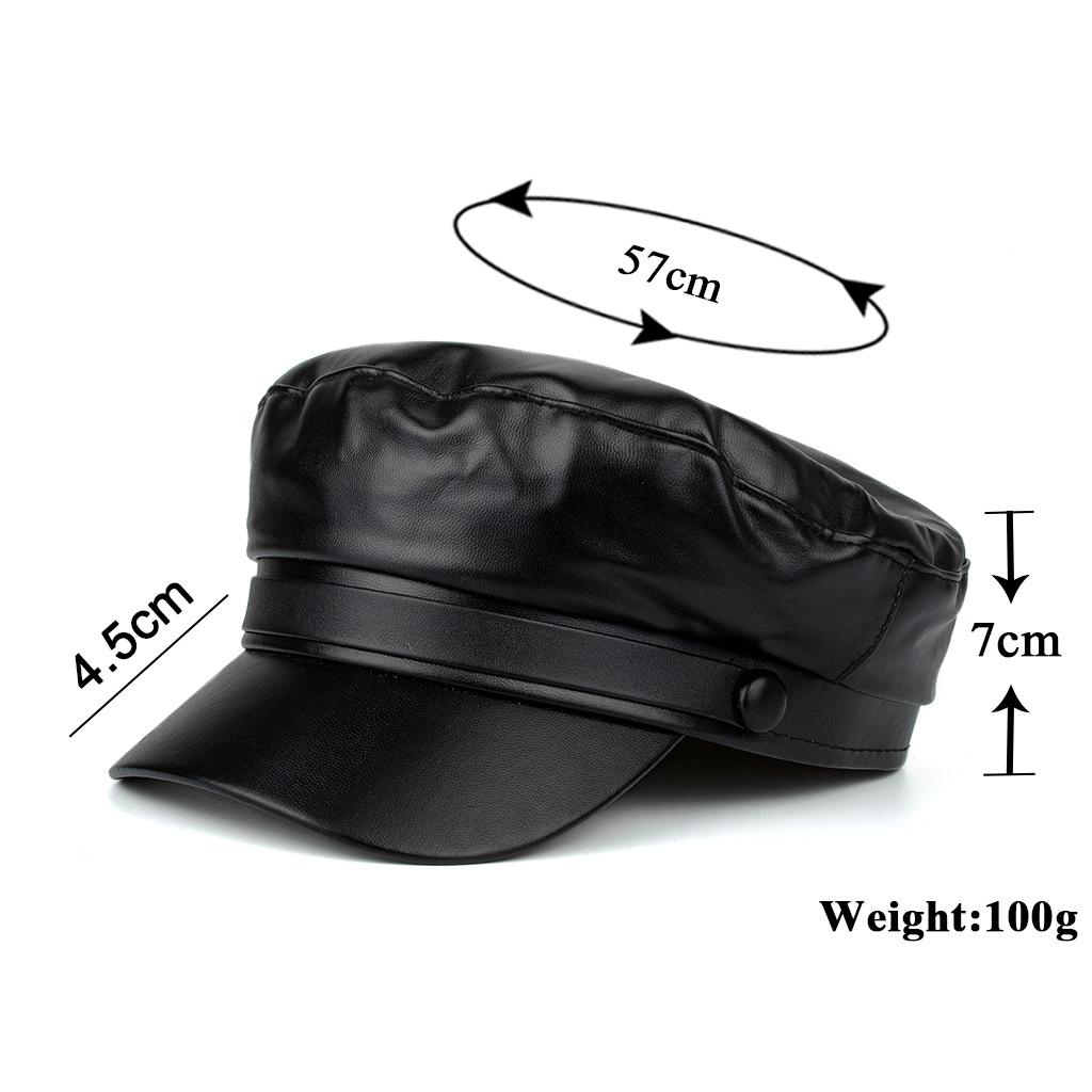 Hat Industry Autumn and Winter New Black PU Beret R