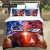 Новая игра Tekken 8 3D Наборы постельного белья с принтом Изысканный набор постельных принадлежностей Пододеяльник Комплект одеяла Постельное белье Роскошный подарок на день рождения