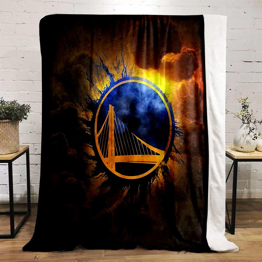 Golden Bridge Emblem with Fiery Background - Flannel blanket for bedroom, living room, sofa, and nap
