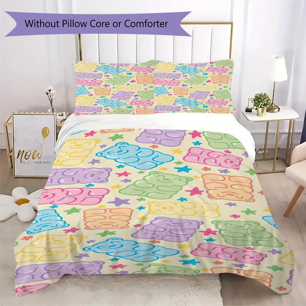 1PC Food Theme Bedding Quilt Set Quilt Cover Pillowcase Home Decoration Birthday Gift (1 * duvet cover + 2 * pillowcase, without core)A2