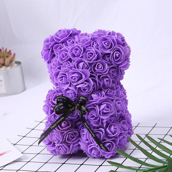 25cm Romantic Fake Rose Flower Foam Bear Doll Valentines Day Birthday Xmas