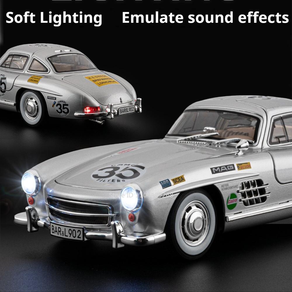 1:18 Scale 300SL 500K Car Model Toy Sound Light Four Wheel Suspension Linkage Steering Sports Cars Models Hobby Ornaments