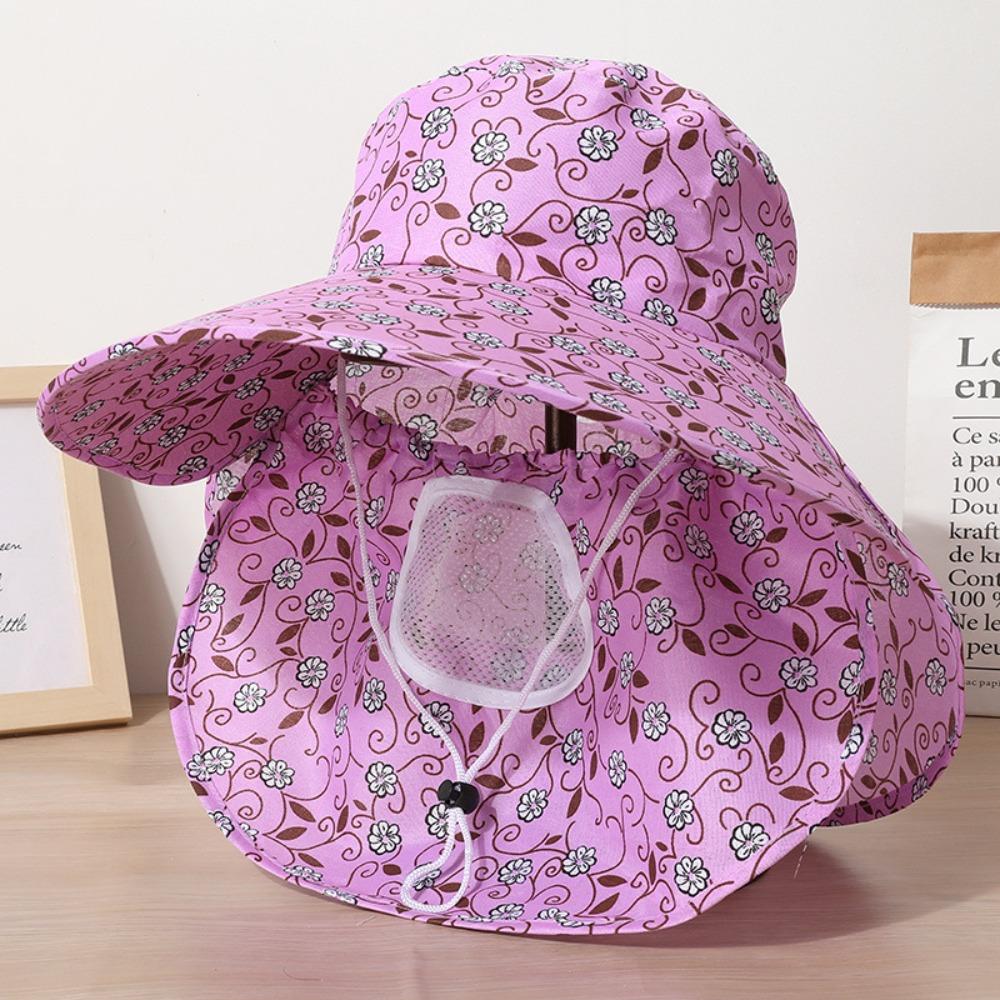 Face Mask Sunshade Shawl Cap Printing Agricultural Work Hat Casual Wide Brim Sun Hat Outdoor
