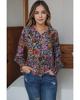 Floral Print Ruffled V-Neck Blouse