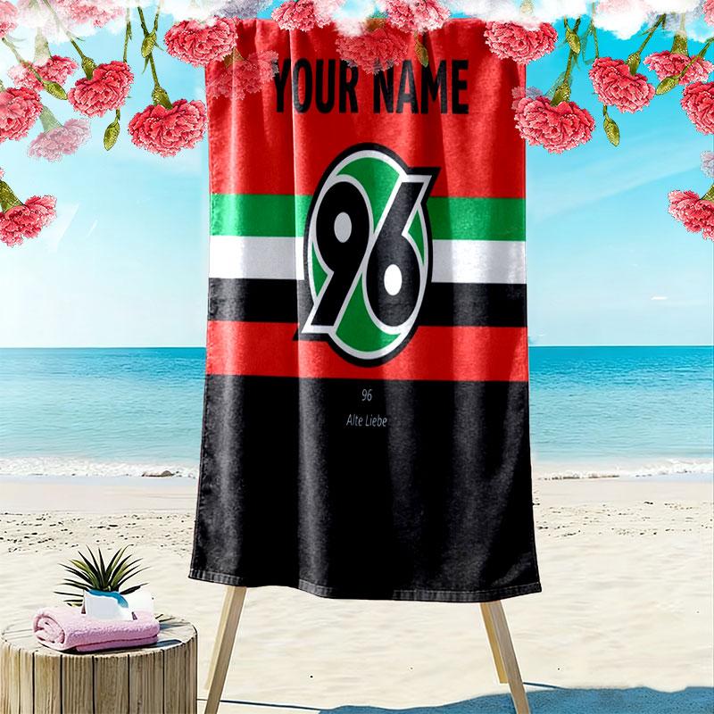 Hannover 96 Custom Name Print Beach Towel, Large Soft Quick Dry Towel for Beach Camping Swimming