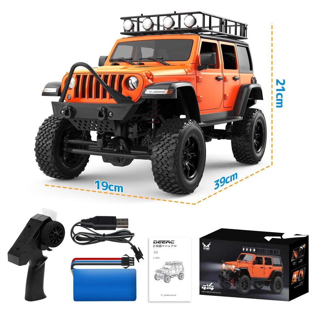 DEERC RC RC Car Crawler 4WD Бесступенчатое управление Функция торможения с LED Хобби RC Car для взрослых Мальчиков Детей Парень Подарок на день рождения Новый