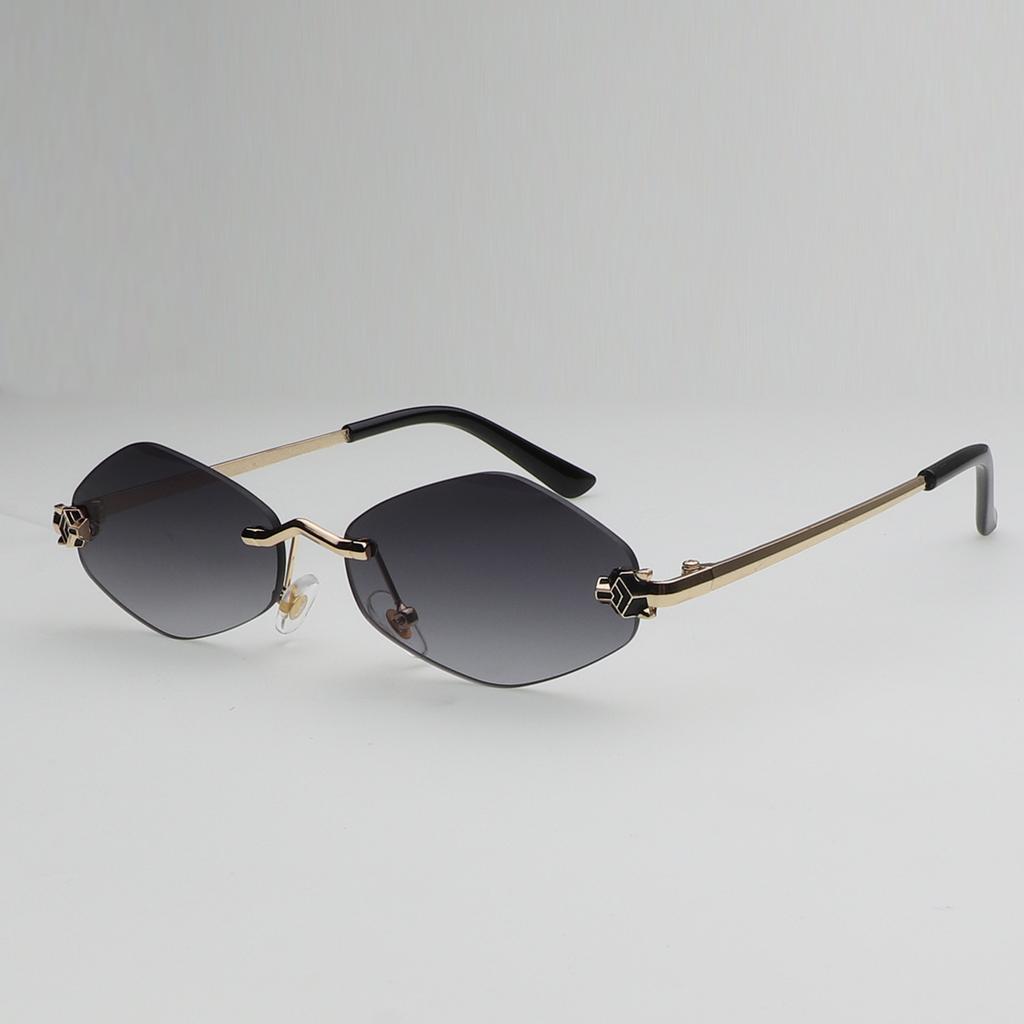 Small Rimless Cheetah Sunglasses Men Women Retro Vintage Travel Eyewear New Trend Diamond Shape UV400 Sun Glasses Google Shades