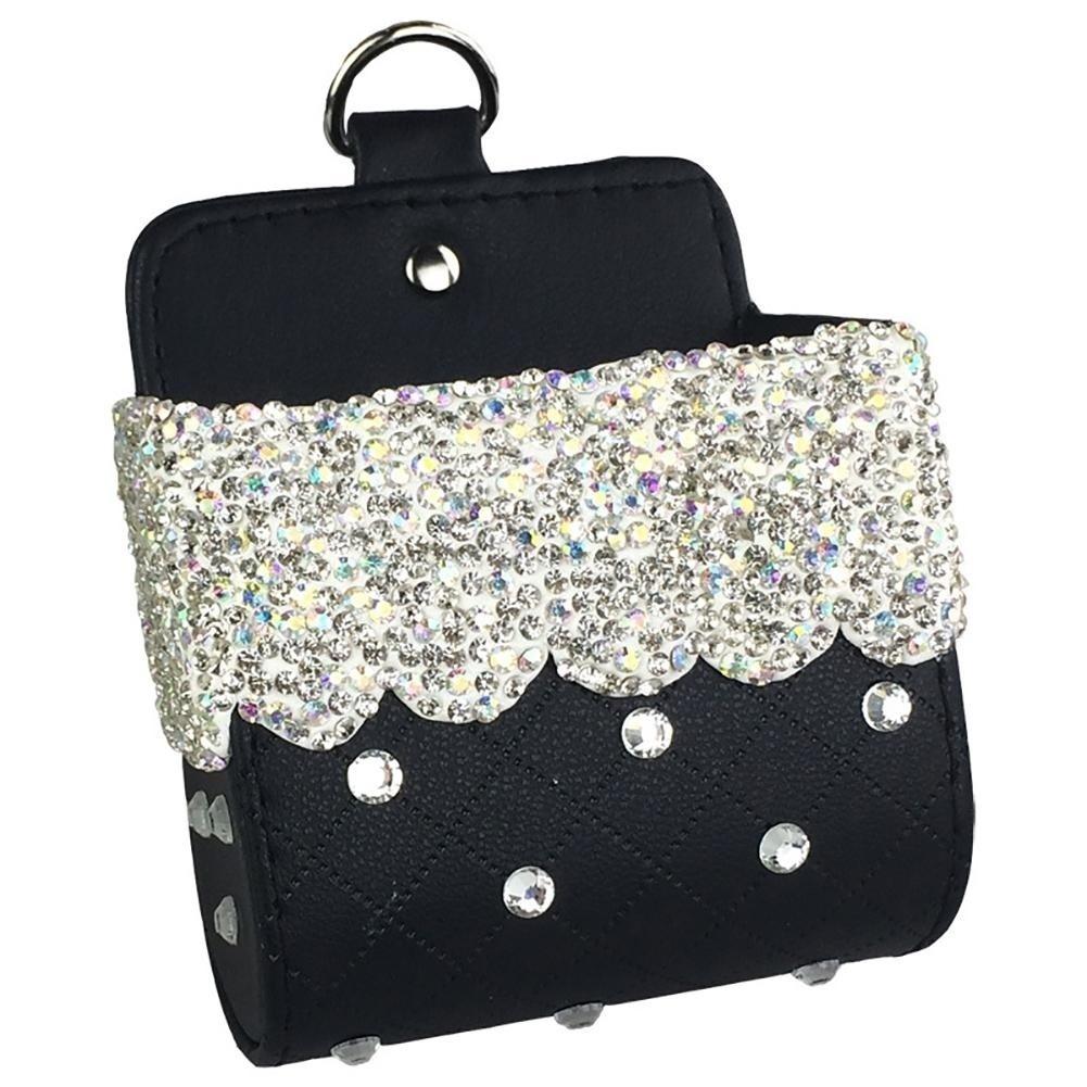 Vehicle Mounted Ashtray Storage Box Organizer Bling Crystal Rhinestone Universal Leather Car Mobile Phone Glasses Holder