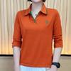 New Base Shirt for Women Loose Autumn Long-sleeved T-shirt for Women Embroidered POLO Collar Middle-aged Mother Shirt