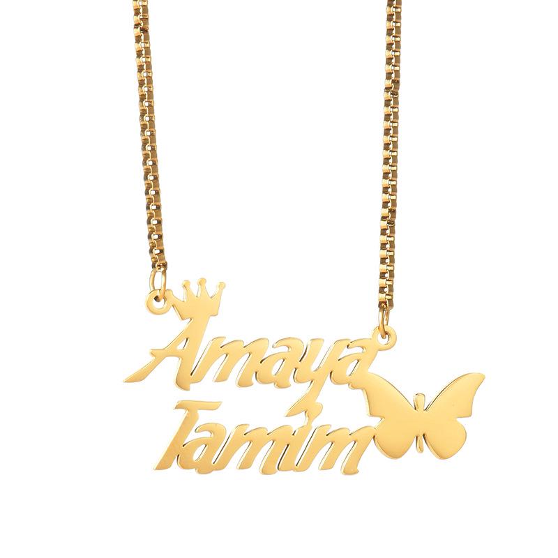 Персонализированное ожерелье с именем из нержавеющей стали - Женская европейская и американская мода, рождественское украшение