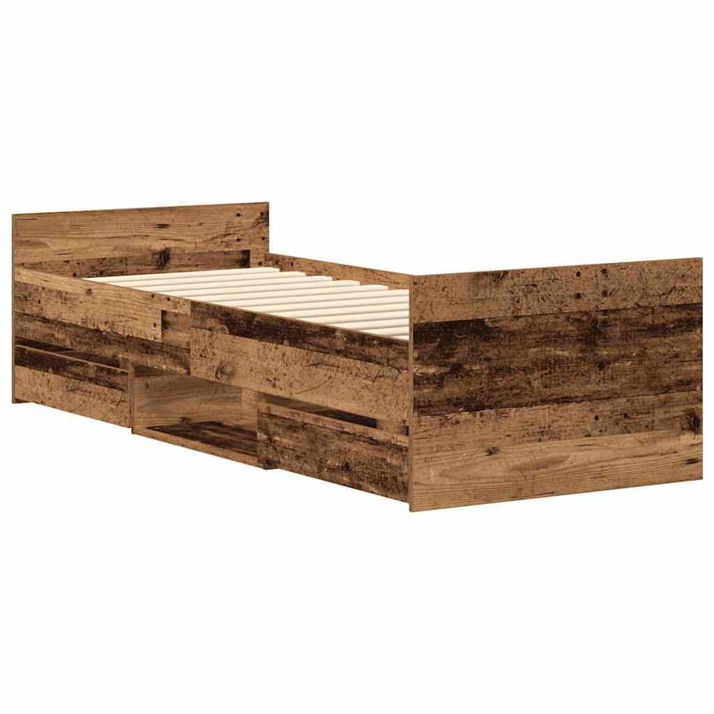 Rama Łóżka Bez Materaca Stare Drewno 90X200Cm Drewno Klejone