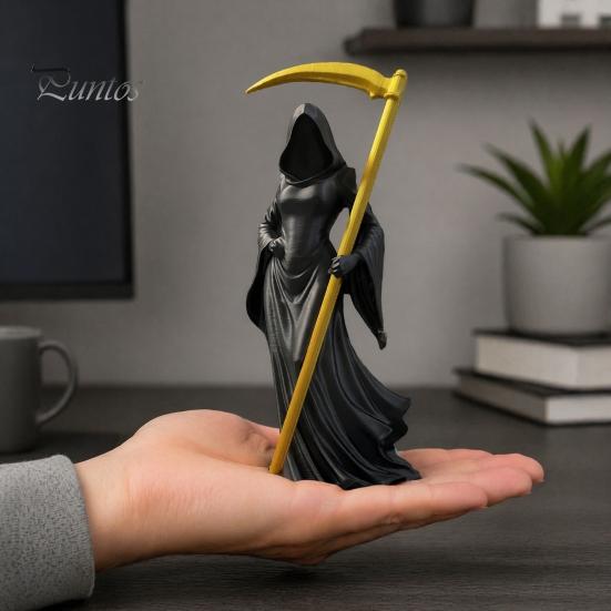 Готический Домашний Орнамент 3D Печатная Статуэтка Женщины-Косы, Бесформенная Фигурка из Смолы с Капюшоном и Съемной Ностальгической Ретро Косой для Украшения Комнаты,