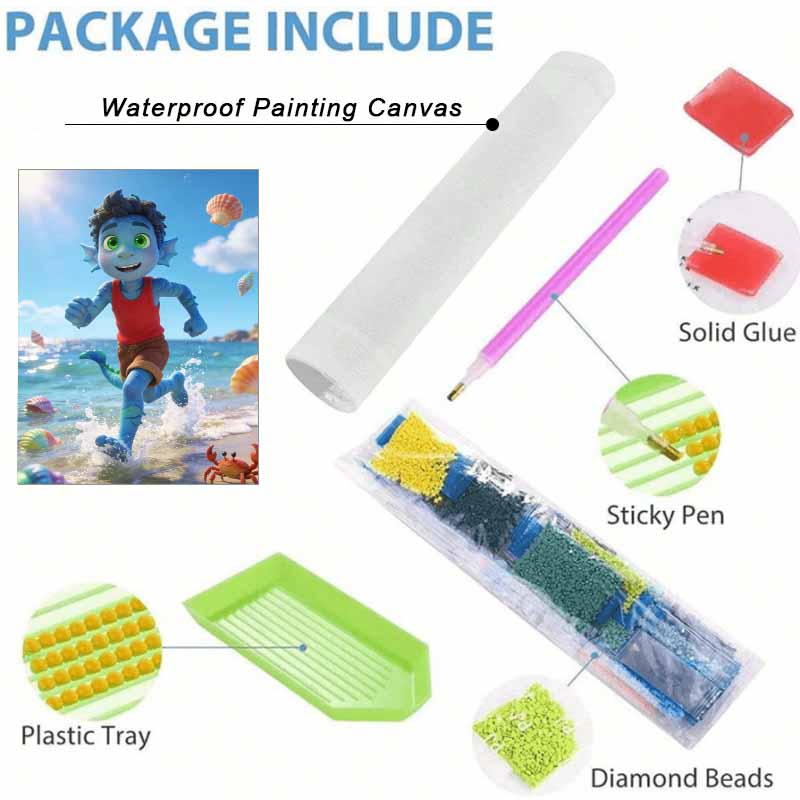 Disney DIY diamond painting 5d full diamond cross stitch Luca character beach seashell ocean decorative painting