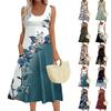 Женское модное пляжное платье без рукавов с круглым вырезом и карманами, длинные цветочные платья