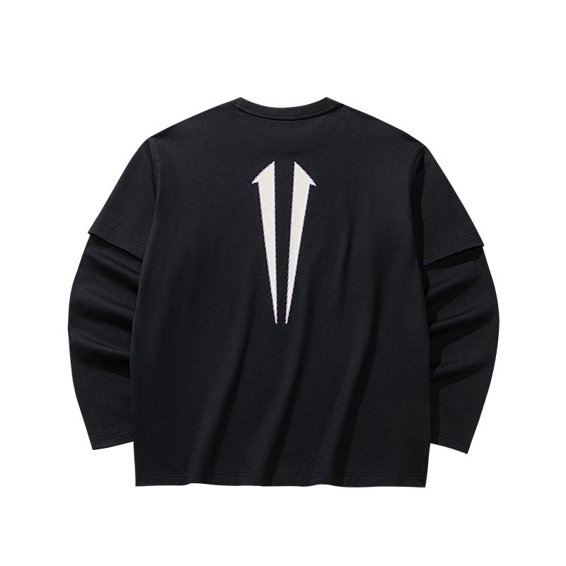 Anta Kyrie Series American Style Pure Cotton Fashion Long Sleeve Knit Shirt Unisex tops Black 172631401-1