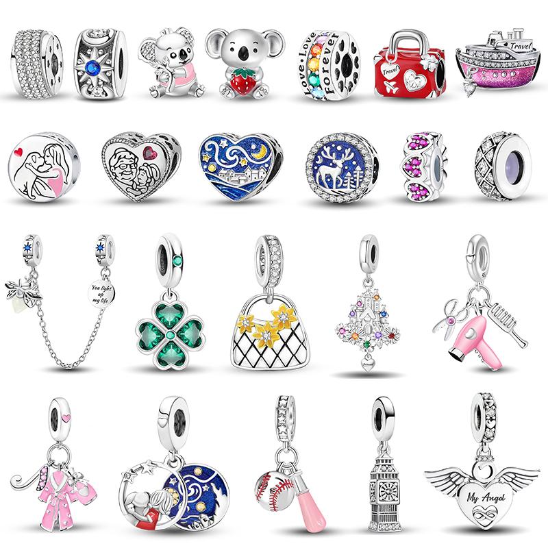 Медь Коала Рождественская елка Клевер Любовь Сердце Шармы Бусины Подходят для Оригинальных Пан Браслетов Сделай сам Изысканные Ювелирные Изделия Подарок
