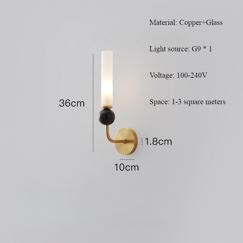 Nordic Modern Glass Wall Decoration Lights Bedside Corridor Board Balcony Wall Lamp Marble Base Illumination Atmosphere LED