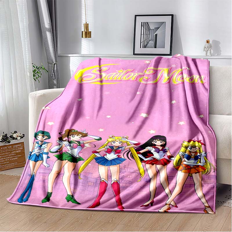 2026 new cartoon S-Sailor M-Moon flannel printed soft blanket sofa bed cover oversized office hotel airplane travel gift blanket
