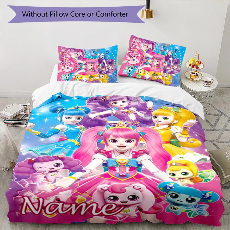 3pcs Catch Teenieping Magic Sweethear1 Cover Set - Personalized Name, HD Printed Bedding with 1 Cover and 2 Pillowcases - Perfect for Home Decor