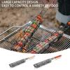 Grill Basket Heat Resistance Comfortable Grip Large Capacity Wood Handle Camping Barbecue BBQ Grilling Basket Outdoor Supplies