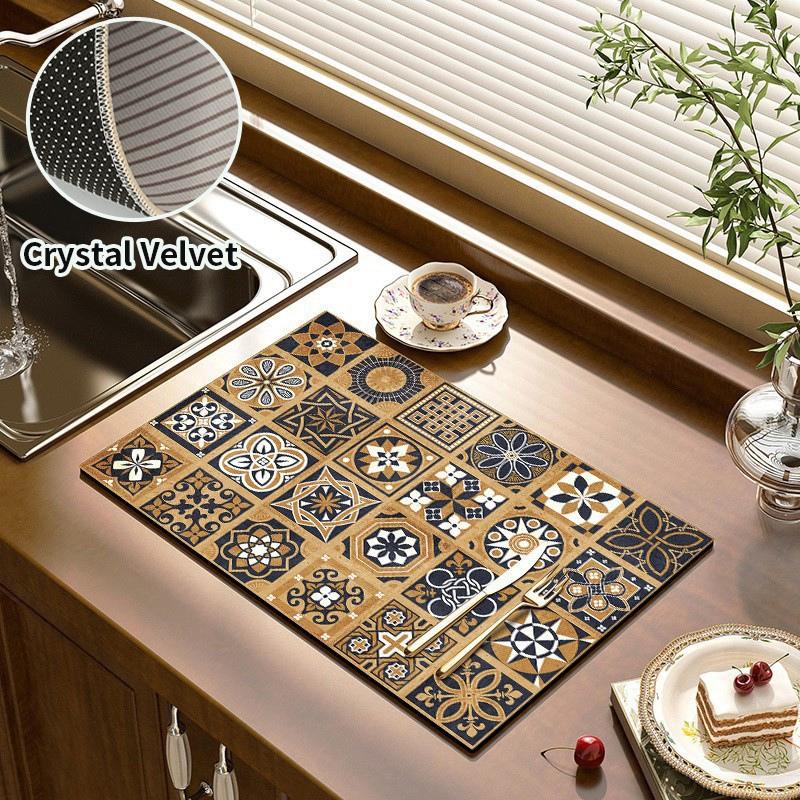 Суперабсорбирующий коврик для сушки посуды, резиновый коврик для сушки посуды, защитный коврик для столешницы, нескользящие коврики для сушки, аксессуары для декора