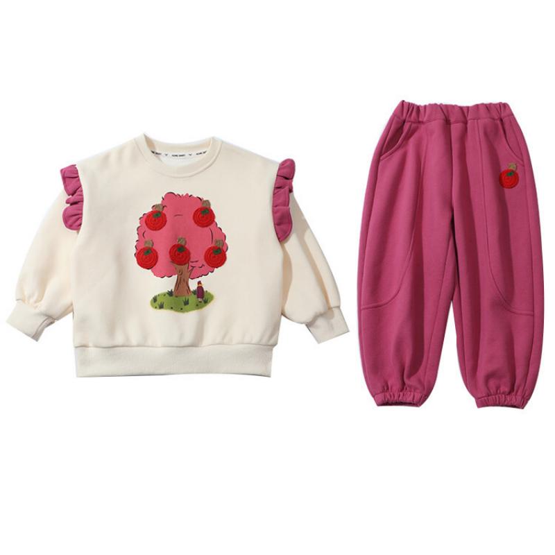 Girls Apple Tree Suit Summer Summer Children Fashion Short-sleeved Casual Suit